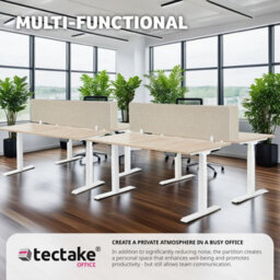 Tectake Desk Partition Noisy - Sound-Absorbing 130 X 40 Cm - Beige - thumbnail 3