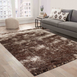 Modern Soft Two Tone Shimmer Shaggy Area Rugs Bronze 80X150 Cm - thumbnail 3