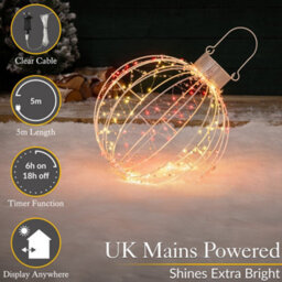 Christow Christmas Bauble Light Hanging Ball Decoration 160 Leds Indoor Outdoor - thumbnail 5