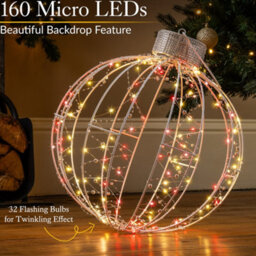 Christow Christmas Bauble Light Hanging Ball Decoration 160 Leds Indoor Outdoor - thumbnail 2