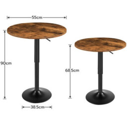 Round Bar Table Breakfast Pub Table 90Cm Height Adjustable - thumbnail 2