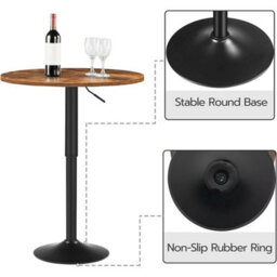 Round Bar Table Breakfast Pub Table 90Cm Height Adjustable - thumbnail 5