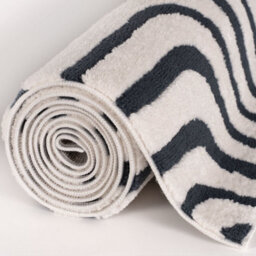The Rugs Loft Navy And Ivory Curved Line Living Room Area Rug And Runners Soft Pile - thumbnail 8