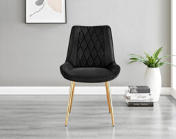 Furniturebox Uk Novara White Marble Gold Leg 120Cm Round Dining Table & 6 Black Pesaro Gold Leg Chairs - thumbnail 9