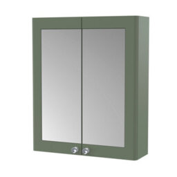 Balterley Swynnerton Traditional Bathroom Wall Hung 2-Door Mirror Cabinet, Satin Green, 600mm