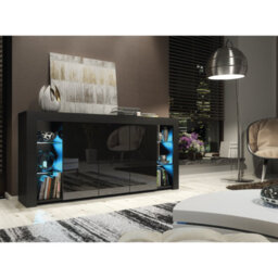 Sideboard Tv Unit Display Cabinet Cupboard Tv Stand Living Room High Gloss Doors - Black - thumbnail 5