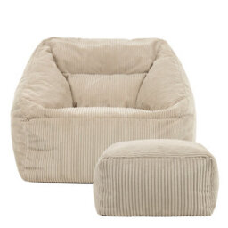 icon Natalia Large Beanbag And Pouffe Set Corduroy Natural Beige - thumbnail 4