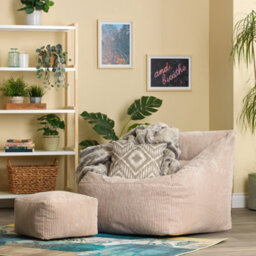 icon Natalia Large Beanbag And Pouffe Set Corduroy Natural Beige - thumbnail 3