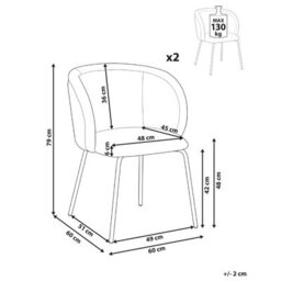 Beliani Set Of 2 Dining Chairs Sarasota Fabric Off-White - thumbnail 3