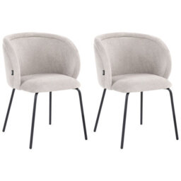 Beliani Set Of 2 Dining Chairs Sarasota Fabric Off-White - thumbnail 1