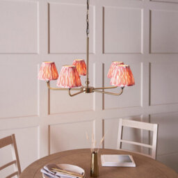 Luminosa Lighting Luminosa Lille Antique Brass Plate Pendant Light With Coral Pink Fabric Ikat Shade 16Cm 5X B22 - thumbnail 4