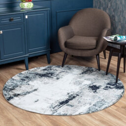 Livabliss Round Wanderlust-Abstract Blue Grey Black Modern Marble Living Dining Bedroom Rug 200 X 200 Cm Easy Care, Non Shedding - thumbnail 2