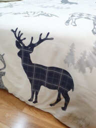 My Home Super King Size Bed Highland Stag Duvet Cover Set Taupe Grey Navy - thumbnail 3