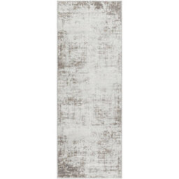 Livabliss Roma-Abstract Brown Grey Off-White Modern Marble Living Dining Bedroom Rug 80 X 220 Cm Easy Care, Non Shedding - thumbnail 1