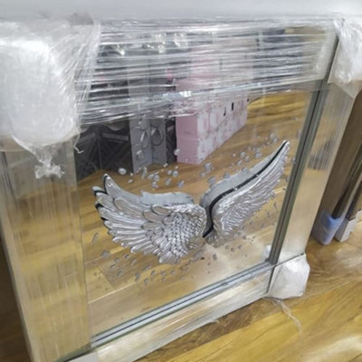 Biznest Modern Liquid Glitter Wall Art With Mirrored Edges Extra Large Size 55X55Cm (Biz1047)