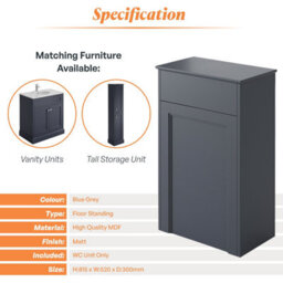 Plum&clay Fairmont Traditional Blue Grey Back To Wall Toilet Wc Unit - thumbnail 6