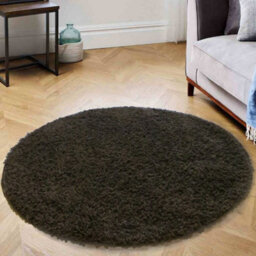Aspect Furniture Glamour Luxury Shaggy Round Shaggy Rug 120Cm Diameter-Brown