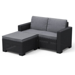 Keter California Balcony Chaise Matt Graphite Resin 2 Seater Garden Furniture Set With Double Sofa & Footstool - thumbnail 1