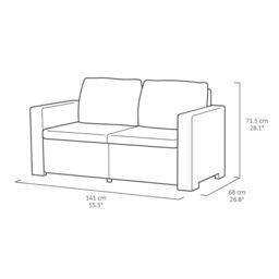 Keter California Balcony Chaise Matt Graphite Resin 2 Seater Garden Furniture Set With Double Sofa & Footstool - thumbnail 7