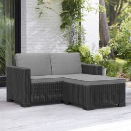 Keter California Balcony Chaise Matt Graphite Resin 2 Seater Garden Furniture Set With Double Sofa & Footstool - thumbnail 2