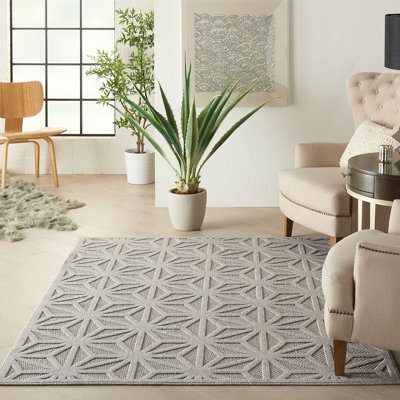 Nourison Outdoor Cozumel Czm01 Light Grey Rug-122Cm X 183Cm - image 1