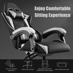 Onemill Ergonomic Gaming And Office Chair With Adjustable Features, Lumbar Support, And Stylish Color Options(Black-White) - thumbnail 2