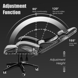 Onemill Ergonomic Gaming And Office Chair With Adjustable Features, Lumbar Support, And Stylish Color Options(Black-White) - thumbnail 4