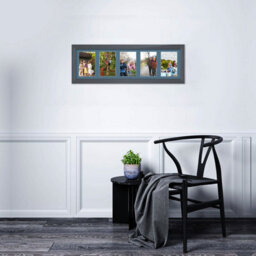 AK Frames 26X8 Dark Grey Classic Multi Photo Frame With Pompadour Mount - Holds 5 Apertures (5X) 6X4 Photos - thumbnail 3