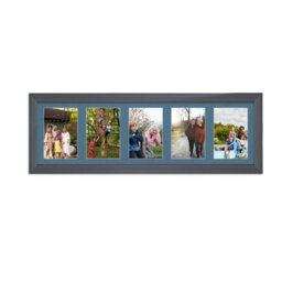AK Frames 26X8 Dark Grey Classic Multi Photo Frame With Pompadour Mount - Holds 5 Apertures (5X) 6X4 Photos - thumbnail 1