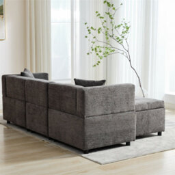 "Abrihome 80"" Grey L-Shaped Sectional Sofa With Removable Storage Ottoman For Living Room" - thumbnail 9