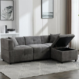 "Abrihome 80"" Grey L-Shaped Sectional Sofa With Removable Storage Ottoman For Living Room" - thumbnail 8