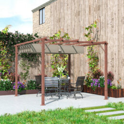 Outsunny 3 X 3(M) Aluminium Garden Pergola With Retractable Roof, Natural - thumbnail 8