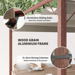 Outsunny 3 X 3(M) Aluminium Garden Pergola With Retractable Roof, Natural - thumbnail 5