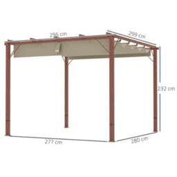 Outsunny 3 X 3(M) Aluminium Garden Pergola With Retractable Roof, Natural - thumbnail 3