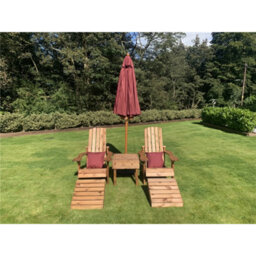 Marlborough Traditional Aidendack Style Set With 2 X Scatter Cushion Burgundy, 1 X Parasol Burgundy & 1 X Parasol Base - thumbnail 3