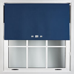Furnished Blackout Roller Blinds With Triple Square Eyelets And Metal Fittings- Navy Blue Trimmable (W)50Cm (L)210Cm