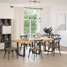 Berkfield Modern Dining Table Legs V-Shape 3 Pcs Natural Steel 90X(72-73.3) Cm Steel