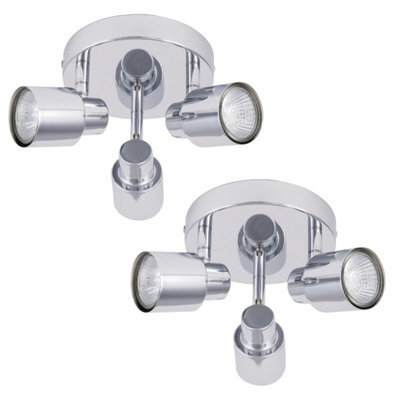 First Choice Lighting Pair Of Chrome 3 Light Ip44 Bathroom Round Spotlight Plates - image 1