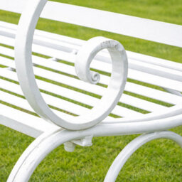 Melody Maison White Metal Ornate Distressed Garden Bench - 100Cm X 92Cm - thumbnail 3