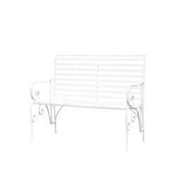 Melody Maison White Metal Ornate Distressed Garden Bench - 100Cm X 92Cm - thumbnail 8
