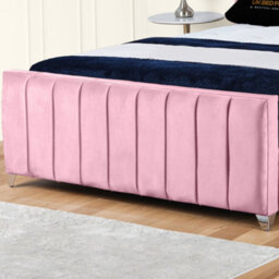 UKBEDFURNITURE Empire Wingback Pink Plush Valvet Upholstered Bed Frame - Slatted Base With 10 Inch Orthopedic Mattress - 48 Inch Headboard - thumbnail 3