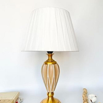 Biznest Multi Colour Ceramic & Chrome Metal Base And Soft White Fabric Shade For A Modern Table Lamp 50 Cm (Faceted Vase T057)