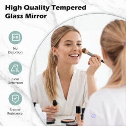 Costway 60 Cm Round Bathroom Mirror Wall Mounted Vanity Mirror W/ Led Light - thumbnail 4