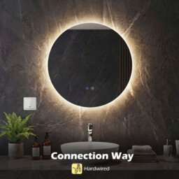 Costway 60 Cm Round Bathroom Mirror Wall Mounted Vanity Mirror W/ Led Light - thumbnail 2
