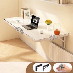 Wall-Mounted Desk Foldable Compact Computer Table Home Office Study Writing Desk White-80X40Cm - thumbnail 2