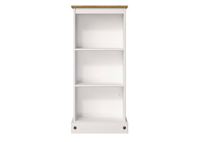 Core Products White Low Narrow Bookcase, Corona White Wax & Antique Wax Top H103.6Cm X W46.0Cm X D20.0Cm - image 1