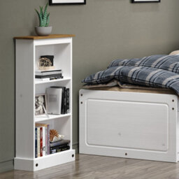 Core Products White Low Narrow Bookcase, Corona White Wax & Antique Wax Top H103.6Cm X W46.0Cm X D20.0Cm - thumbnail 6
