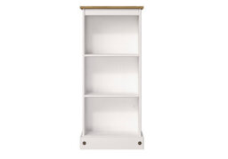 Core Products White Low Narrow Bookcase, Corona White Wax & Antique Wax Top H103.6Cm X W46.0Cm X D20.0Cm