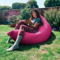 rucomfy Beanbags Rucomfy Indoor Or Outdoor Adults Water Resistant Giant Squarbie - Pink Beanbag Lounger - thumbnail 1