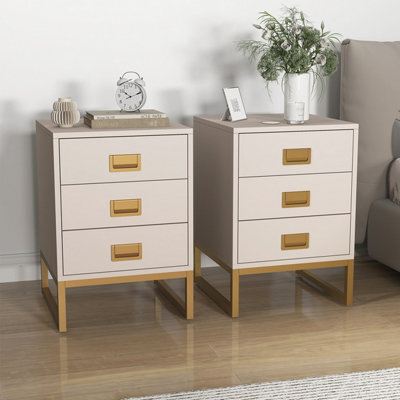 Melody Maison Pair Of 3 Drawer Bedside Table - Elle Stone Range - image 1